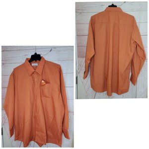 Daniel Ellissa New York Orange Button Up Dress Shirt With Matching Handkerchief